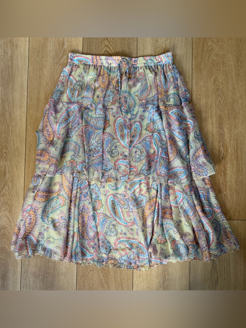 Her Destiny Women's Multicolored Paisley Print Bohemian Flowy Maxi Skirt Sz 2X
